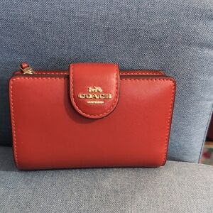 Coach Red Women's Wallet with Gold Logo